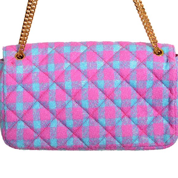 Versace Women's Wool Lurex Jacquard Gold Medusa Quilted Handbag Shoulder Bag - Picture 4 of 8